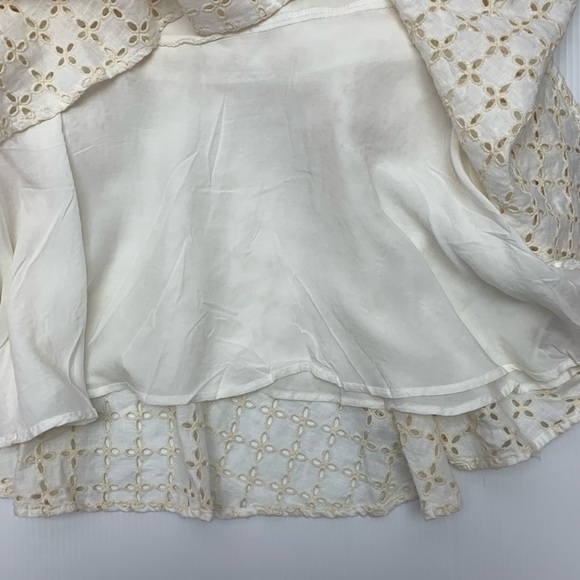 Maeve Dress Size 6 NWT Anthropologie Cream Eyelet Belt Midi - Picture 5 of 8